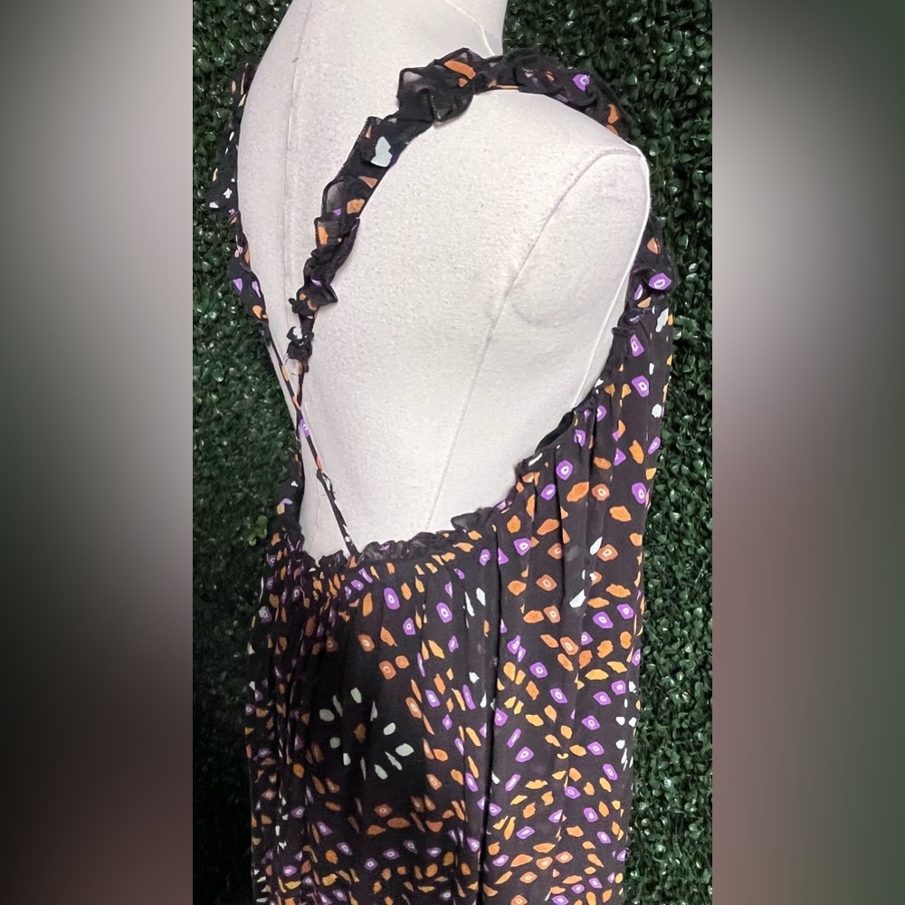 Anthropologie Sleeveless Chiffon Printed Midi Dress with Multicolor Dot Motif - Picture 12 of 15